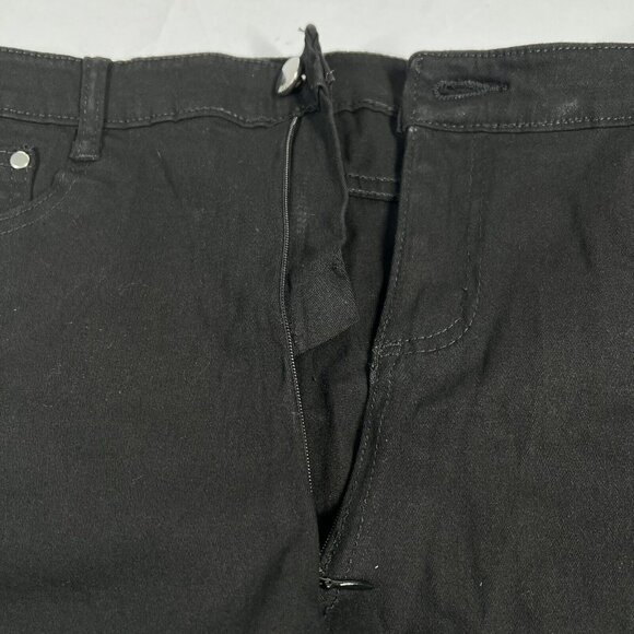 Denim Shorts Crotchless Zip Open Crotch Black Womens Small 5/6 - Picture 3 of 12